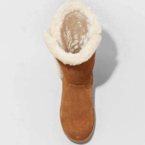 Universal Thread Carmel Brown Suede Tall Faux Fur Boot - Picture 2 of 9